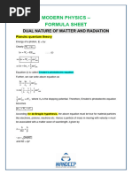 Modern Physics Formula Sheet