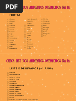 Check List Dos Alimentos Oferecidos Na IA