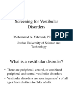 Vestibular Lecture - Screening For VD