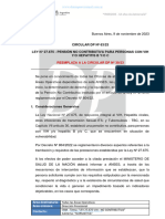 Circular DP-063-2023 LEY #27.675 - PENSIÓN NO CONTRIBUTIVA PARA PERSONAS CON VIH, HEPATITIS B Y C