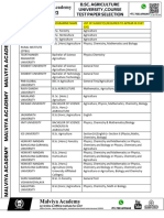 B.Sc. Agriculture UNIVERSITY, COURSE, TEST PAPER SELECTION