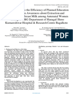 A Study to Assess the Efficiency of Planned Education Programme on Awareness about Extraction and Preservation of Breast Milk among Antenatal Women Visiting to OBG Department of Hanagal Shree Kumareshwar Hospital & ResearchCentre Bagalkote