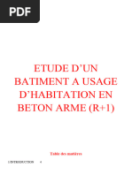 (Etude D'un Batiment A Usage D'habitation en Beton Arme (R+1) ) Part 1