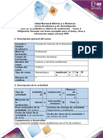 Guía de Actividades y Rúbrica de Evaluación - Tarea 2 - Diligenciar Formato Con Tema Escogido para El Texto, Citas y Referencias Según Normas APA