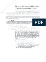 Week 17 - Instructions - Task Assignment - Final Assignment - Applying To Disney - Part I