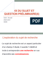 CHOIX DU SUJET ET Question Préliminaire