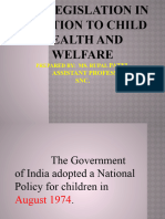 National Policy and Legislation in Relation To Child Health and Welfare