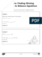 Use Equals Sign To Determine Missing Numbers Algebra Level 3 Worksheet - Ver - 3