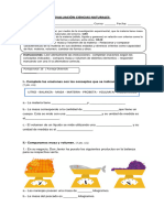 Prueba Naturaleza - Masa y Volumen 4° Básico