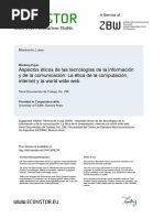 Aspectos Eticos de Las Tecnologias de La Informacion y de La Comunicación - La Etica de La Computacion, Internet y La World Wide Web