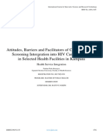 Attitudes, Barriers and Facilitators of Cervical Cancer Screening Intergration Into HIV Care Programs in Selected Health Facilities in Kampala