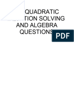 A55 Quadratic Equation Solving and Algebra Questions