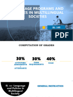 EL 105 Language Programs and Policies in Multullingual Policies