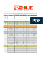 Tabela de Frete Agile Logistica