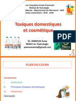 Toxiques Domestiques Et Cosmétiques Coours de Toxicologie5ème Année Pharmacie DR YAMOUN