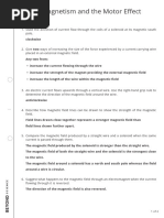 Electromagnetism and The Motor Effect Comprehension Answers