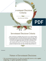 Investment Decision Criteria