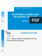 Session 5 - Relational Algebra and Relational Calculus