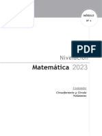 MÓDULO #4. Nivelación. Matemática 2023. Módulo Nº4. Contenidos. Circunferencia y Círculo Volúmene