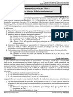 Thermodynamique TD 4:: Premier Principe de La Thermodynamique