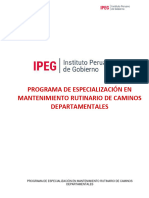 Programa de Especialización en Mantenimiento Rutinario de Caminos Departamentales