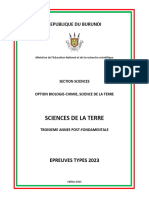 Questionnaire - Sciences de La Terre - 2023