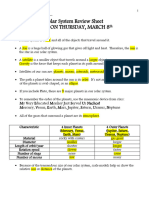 Solar System Review Sheet KEY