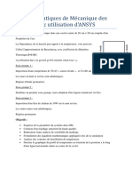 Travaux Pratiques de Me Canique Des Fluides Avec Utilisation d'ANSYS