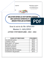 Expose Sur Relation Entre Le Cout Moyen Pondere Des Capitaux Investis Et Le Taux Requis Pour Les Actionnaires