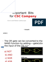 Important Bits and Answers For CSC