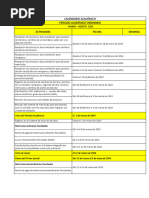 Calendario Académico Periodo Académico Ordinario: Actividades Fechas Semanas