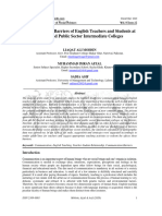 Communication Barriers of English Teachers and Students at Private and Public Sector Intermediate Colleges