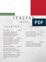 Green White Red Stripes Italian Menu