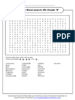 Veggies Word Search-5th Grade - B