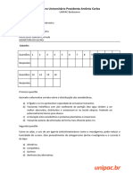 Primeira Prova Toxicologia Opala B