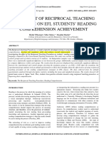 Effects EFL Reciprocal Teaching On Reading Comprehension Achievement Ethopia 2019