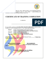 Annex B Certificate of Training Completion