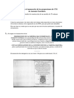 Notas Sobre El Manuscrito de Las Proporciones de 1721 de Antonio Gaztañeta