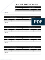 Savage Blades Roster Sheet