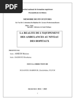 34 La Réalité de L - Équipement Des Ambulance Au Niveau Des Hopitaux