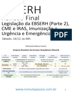 Revisão Final EBSERH - Legislação Da EBSERH (Parte 2), CME e IRAS, Imunização e Urgência