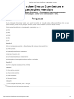 Exercícios Sobre Blocos Econômicos e Organizações Mundiais