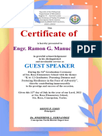 Cert of Appreciation - Guest Speaker