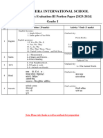 Adhira International School: Class Evaluation-III Portion Paper (2023-2024) Grade: I