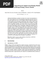 Analysis and Comparison of Capital Asset Pricing Model and Arbitrage Pricing Theory Model