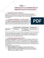 Tema 7 Aspectos Generales en La Elaboración de Formas Farmaceuticas en Disolucion