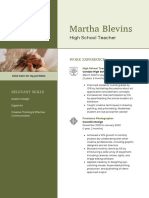 Olive Green Light Green Color Blocks Teacher CV