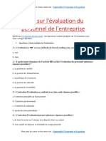 QCM Sur L'évaluation Du Personnel de L'entreprise