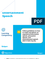 Oral Communication - Grade 11 - Unit 9 - Lesson 4 - Entertainment Speech