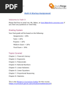 1 Math 9 Startup Assignment